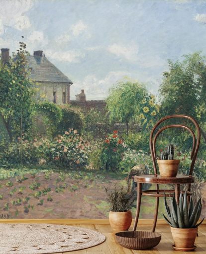 kunstbehangmuurschildering genaamd The Artist's Garden at Eragny van Camille Pissarro