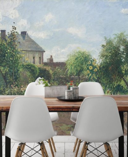 papier peint mural d'art intitulé Le jardin de l'artiste à Eragny par Camille Pissarro