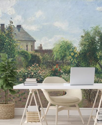 kunsttapet vægmaleri kaldet Kunstnerens have i Eragny af Camille Pissarro