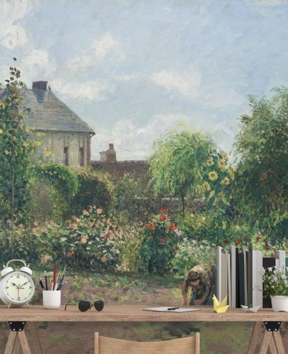 fine art wallpaper mural called The Artist's Garden at Eragny by Camille Pissarro