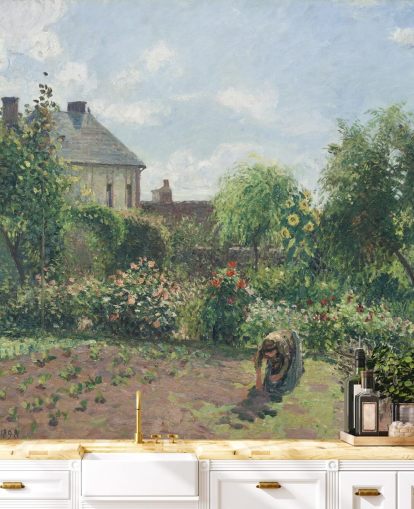 carta da parati fine art chiamata Il giardino dell'artista a Eragny di Camille Pissarro