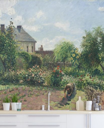 papier peint mural d'art intitulé Le jardin de l'artiste à Eragny par Camille Pissarro