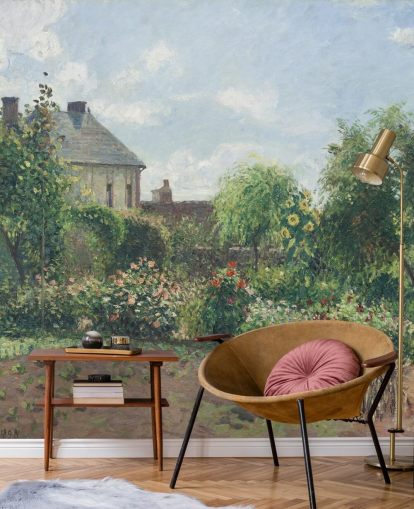 kunstbehangmuurschildering genaamd The Artist's Garden at Eragny van Camille Pissarro kunstbehangmuurschildering genaamd The Artist's Garden at Eragny van Camille Pissarro