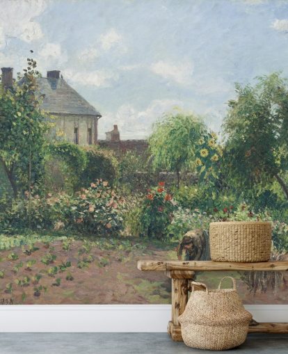 fine art wallpaper mural called The Artist's Garden at Eragny by Camille Pissarro