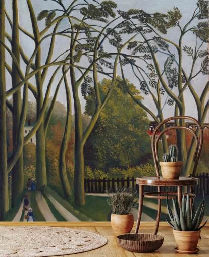 Kunsttapete mit dem Titel Die Ufer des Bievre bei Bicetre von Henri Rousseau