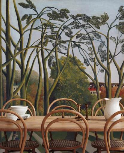 Kunsttapete mit dem Titel Die Ufer des Bievre bei Bicetre von Henri Rousseau