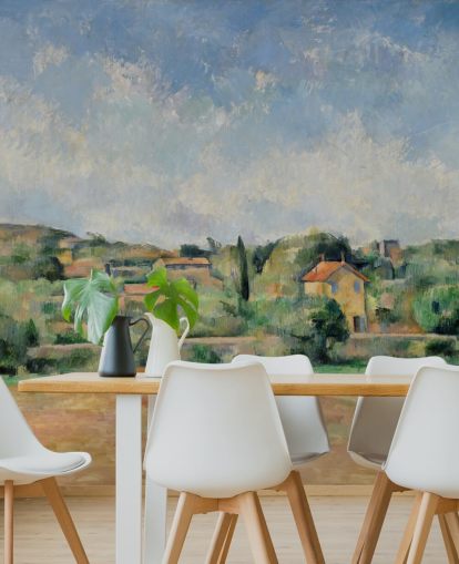 kunsttapet vægmaleri kaldet The Bellevue Plain af Paul Cezanne til soveværelser og lounger kunsttapet vægmaleri kaldet The Bellevue Plain af Paul Cezanne til soveværelser og lounger