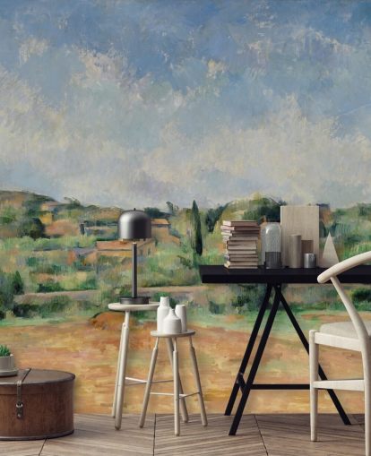 fine art wallpaper mural called The Bellevue Plain by Paul Cezanne for bedrooms and lounges fine art wallpaper mural called The Bellevue Plain by Paul Cezanne for bedrooms and lounges