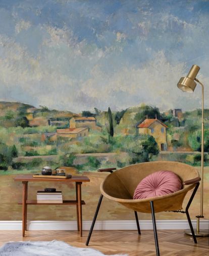fine art wallpaper mural called The Bellevue Plain by Paul Cezanne for bedrooms and lounges fine art wallpaper mural called The Bellevue Plain by Paul Cezanne for bedrooms and lounges