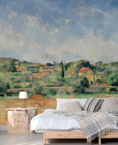 fine art wallpaper mural called The Bellevue Plain by Paul Cezanne for bedrooms and lounges fine art wallpaper mural called The Bellevue Plain by Paul Cezanne for bedrooms and lounges