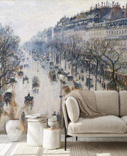 kunsttapet veggmaleri kalt Boulevard Montmartre på en vintermorgen av Camille Pissarro kunsttapet veggmaleri kalt Boulevard Montmartre på en vintermorgen av Camille Pissarro