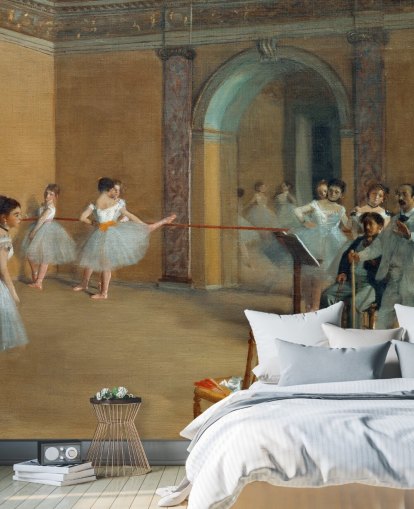 fine art wallpaper mural called The Dance Foyer at The Opera by Edgar Degas for bedrooms, living rooms and dining rooms fine art wallpaper mural called The Dance Foyer at The Opera by Edgar Degas for bedrooms, living rooms and dining rooms