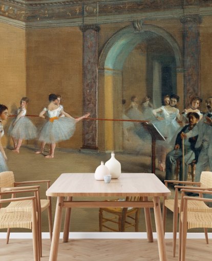 kunsttapet vægmaleri kaldet The Dance Foyer at The Opera af Edgar Degas til soveværelser, stuer og spisestuer