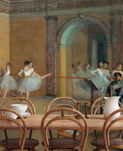 mural de papel pintado de bellas artes llamado The Dance Foyer at The Opera de Edgar Degas para dormitorios, salas de estar y comedores mural de papel pintado de bellas artes llamado The Dance Foyer at The Opera de Edgar Degas para dormitorios, salas de estar y comedores