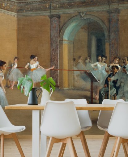 papier peint mural d'art intitulé The Dance Foyer at The Opera par Edgar Degas pour les chambres, les salons et les salles à manger