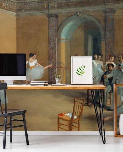 kunsttapet vægmaleri kaldet The Dance Foyer at The Opera af Edgar Degas til soveværelser, stuer og spisestuer kunsttapet vægmaleri kaldet The Dance Foyer at The Opera af Edgar Degas til soveværelser, stuer og spisestuer