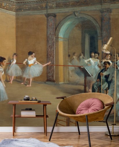 carta da parati fine art chiamata The Dance Foyer at The Opera di Edgar Degas per camere da letto, salotti e sale da pranzo