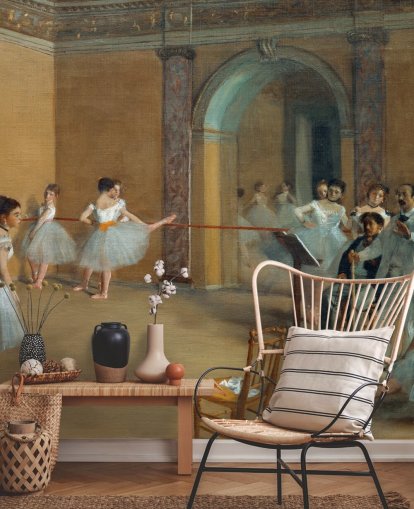 papier peint mural d'art intitulé The Dance Foyer at The Opera par Edgar Degas pour les chambres, les salons et les salles à manger