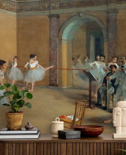 kunsttapet veggmaleri kalt The Dance Foyer at The Opera av Edgar Degas for soverom, stuer og spiserom kunsttapet veggmaleri kalt The Dance Foyer at The Opera av Edgar Degas for soverom, stuer og spiserom