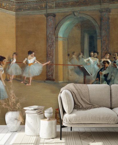 fine art wallpaper mural called The Dance Foyer at The Opera by Edgar Degas for bedrooms, living rooms and dining rooms fine art wallpaper mural called The Dance Foyer at The Opera by Edgar Degas for bedrooms, living rooms and dining rooms