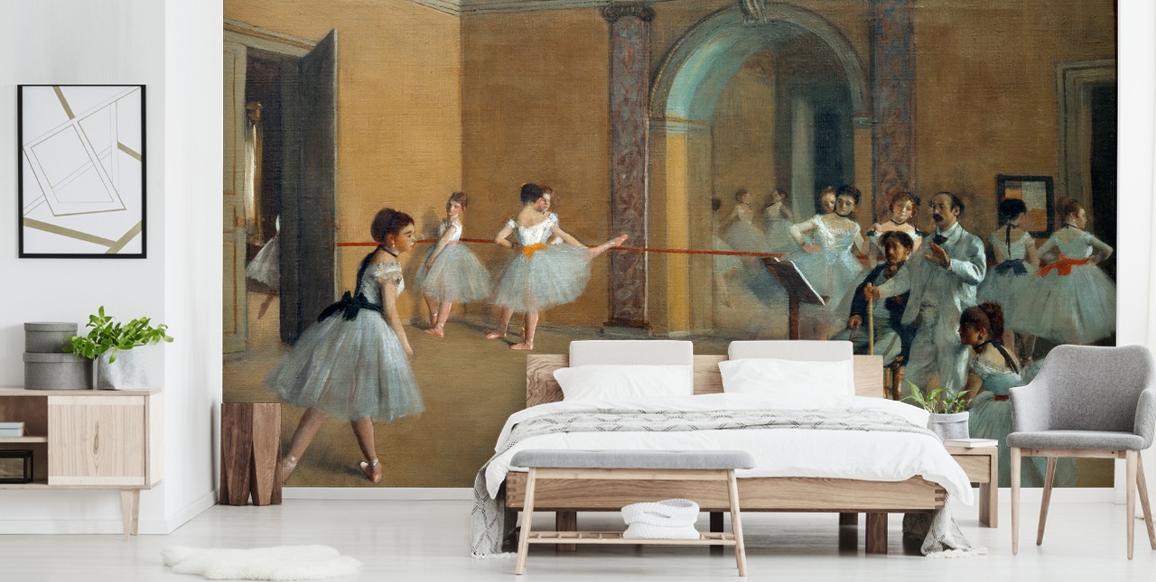 konsttapet väggmålning som heter The Dance Foyer at The Opera av Edgar Degas för sovrum, vardagsrum och matsalar