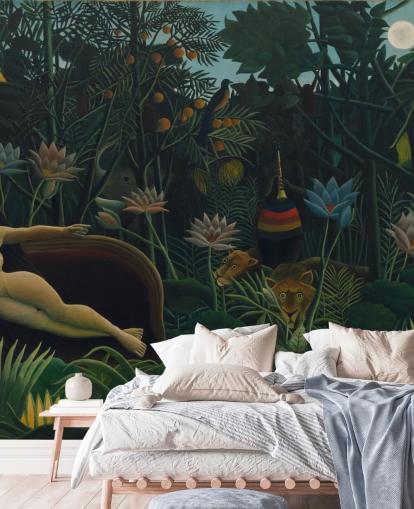 fine art muurschildering genaamd The Dream van Henri Rousseau voor woonkamers en slaapkamers
