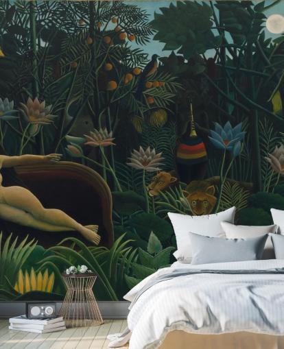 mural de pared de bellas artes llamado El sueño de Henri Rousseau para salas de estar y dormitorios