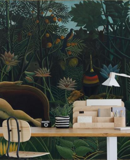 mural de parede de belas artes chamado The Dream, de Henri Rousseau, para salas de estar e quartos