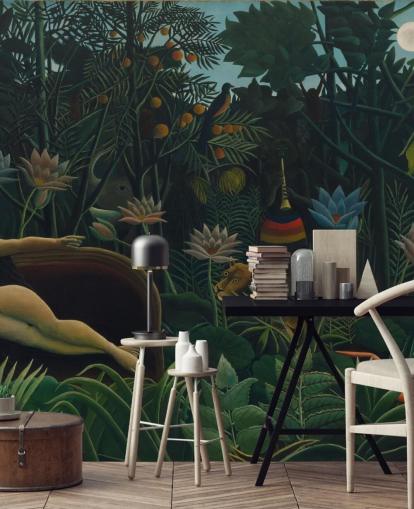 konstväggmålning kallad The Dream av Henri Rousseau för vardagsrum och sovrum