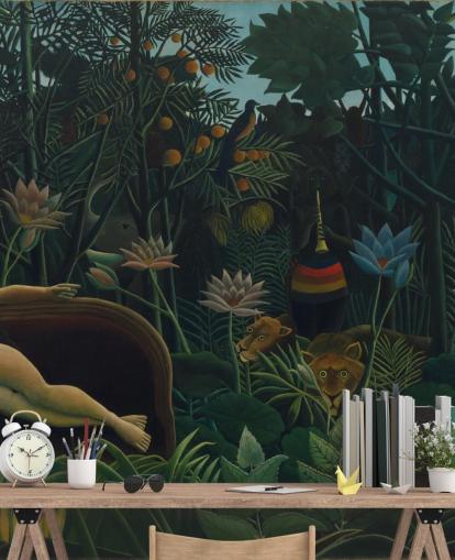 mural de parede de belas artes chamado The Dream, de Henri Rousseau, para salas de estar e quartos mural de parede de belas artes chamado The Dream, de Henri Rousseau, para salas de estar e quartos