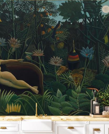 mural de pared de bellas artes llamado El sueño de Henri Rousseau para salas de estar y dormitorios