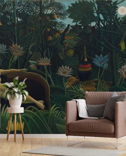 mural de pared de bellas artes llamado El sueño de Henri Rousseau para salas de estar y dormitorios mural de pared de bellas artes llamado El sueño de Henri Rousseau para salas de estar y dormitorios