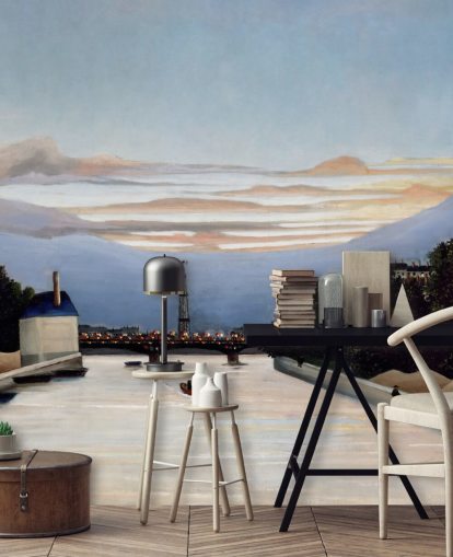 mural de papel de parede de belas artes chamado The Eiffel Tower de Henri Rousseau para quartos e salas de estar