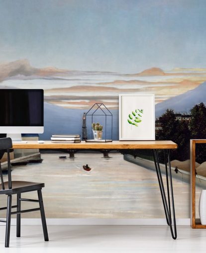 fine art wallpaper mural called The Eiffel Tower by Henri Rousseau for bedrooms and living rooms