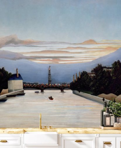 carta da parati fine art chiamata La Torre Eiffel di Henri Rousseau per camere da letto e salotti