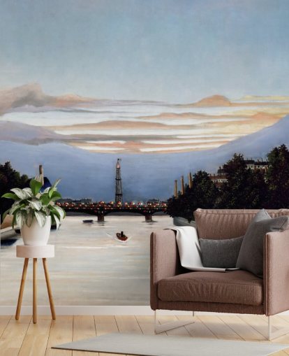 fine art wallpaper mural called The Eiffel Tower by Henri Rousseau for bedrooms and living rooms fine art wallpaper mural called The Eiffel Tower by Henri Rousseau for bedrooms and living rooms