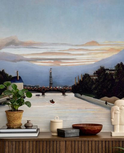 kunsttapet vægmaleri kaldet Eiffeltårnet af Henri Rousseau til soveværelser og stuer