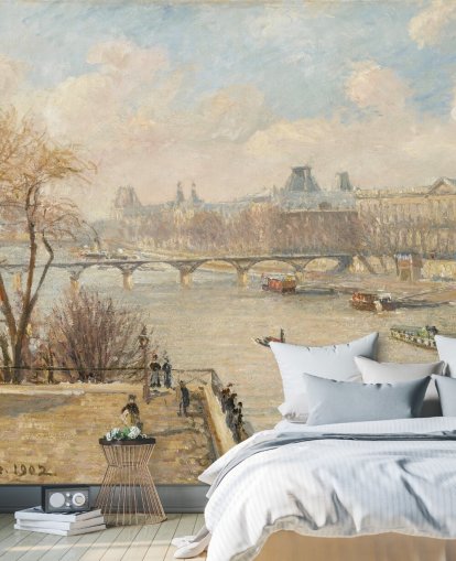 kunsttapet kalt Louvre fra Pont Neuf av Camille Pissarro for soverom, hjemmekontorer og ganger
