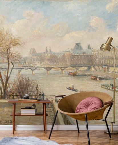 kunsttapet kaldet Louvre fra Pont Neuf af Camille Pissarro til soveværelser, hjemmekontorer og gange