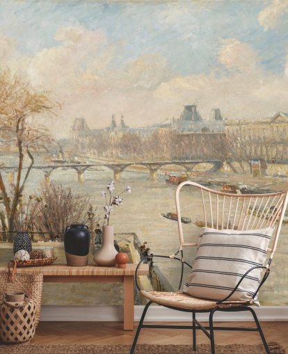 Camille Pissarron taidetapetti nimeltä Louvre Pont Neufista makuuhuoneisiin, kotitoimistoihin ja käytäviin Camille Pissarron taidetapetti nimeltä Louvre Pont Neufista makuuhuoneisiin, kotitoimistoihin ja käytäviin
