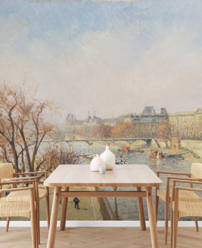 Kunsttapete mit dem Titel The Louvre, Morning, Sunlight von Camille Pissarro für Schlafzimmer, Wohn- und Esszimmer