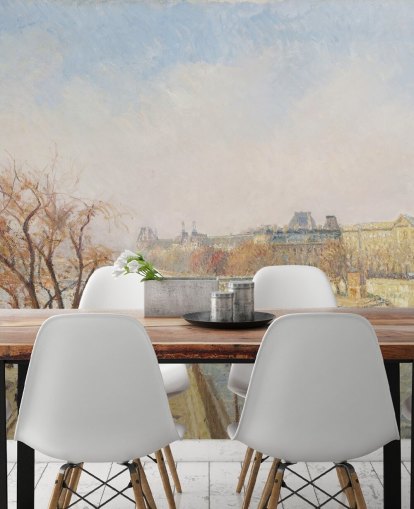 fine art wallpaper mural called The Louver, Morning, Sunlight by Camille Pissarro for bedrooms, lounges and dining rooms fine art wallpaper mural called The Louver, Morning, Sunlight by Camille Pissarro for bedrooms, lounges and dining rooms