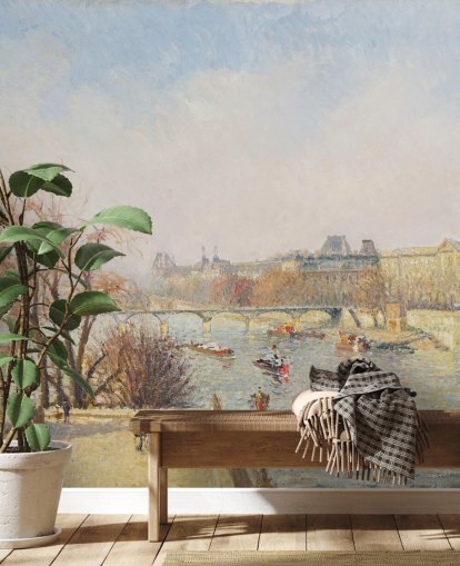 fine art wallpaper mural called The Louver, Morning, Sunlight by Camille Pissarro for bedrooms, lounges and dining rooms fine art wallpaper mural called The Louver, Morning, Sunlight by Camille Pissarro for bedrooms, lounges and dining rooms