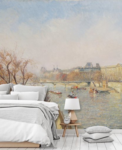 papier peint mural d'art intitulé The Louvre, Morning, Sunlight de Camille Pissarro pour les chambres, les salons et les salles à manger papier peint mural d'art intitulé The Louvre, Morning, Sunlight de Camille Pissarro pour les chambres, les salons et les salles à manger