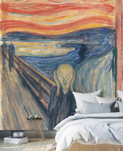Edvard Munchin taide-taustakuvamaalaus nimeltä The Scream makuuhuoneisiin ja olohuoneisiin