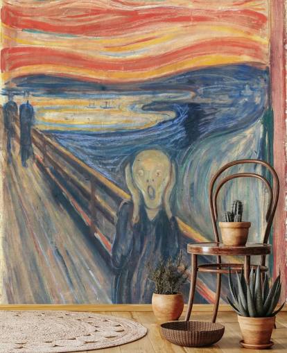 fine art wallpaper mural called The Scream by Edvard Munch for bedrooms and living rooms fine art wallpaper mural called The Scream by Edvard Munch for bedrooms and living rooms