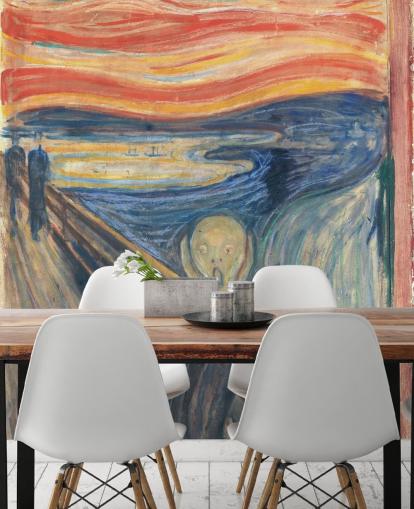 mural de papel pintado de bellas artes llamado El grito de Edvard Munch para dormitorios y salas de estar