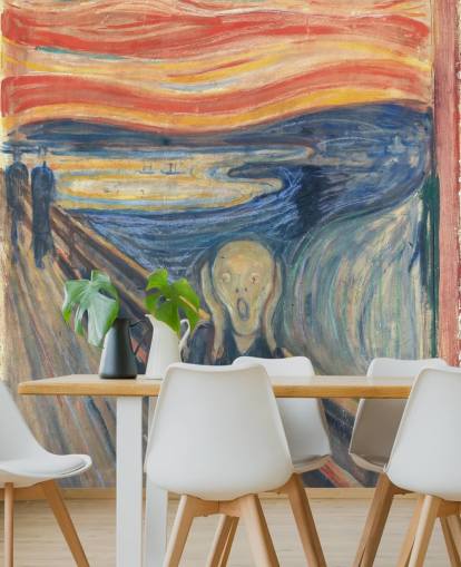mural de papel pintado de bellas artes llamado El grito de Edvard Munch para dormitorios y salas de estar