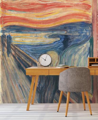 kunsttapet vægmaleri kaldet The Scream af Edvard Munch til soveværelser og stuer