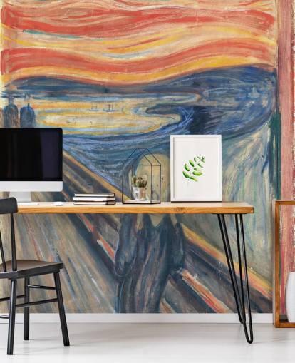 fine art behangmuurschildering genaamd The Scream van Edvard Munch voor slaapkamers en woonkamers